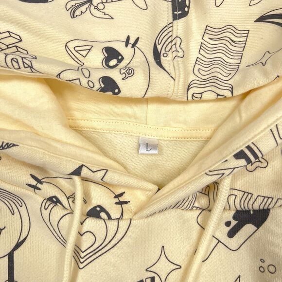 Vidcon Hoodie Mens Large Ivory Convention Fleece Sweatshirt All Over Print AOP - Picture 10 of 11